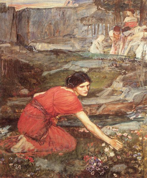 John William Waterhouse Maidens picking Flowers by a Stream oil painting picture